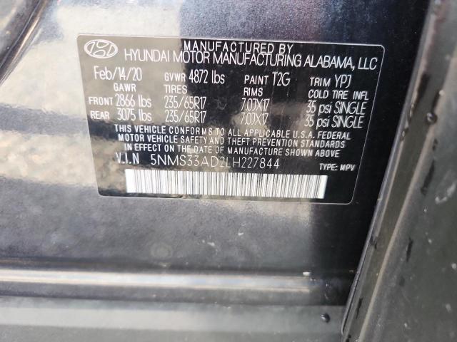 2020 Hyundai Santa Fe მანქანა იყიდება აუქციონზე, vin: 5NMS33AD2LH227844, აუქციონის ნომერი: 85605385