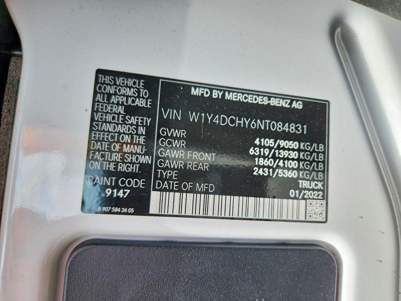 63360046 :رقم المزاد ، W1Y4DCHY6NT084831 vin ، 2022 Mercedes-benz Sprinter مزاد بيع