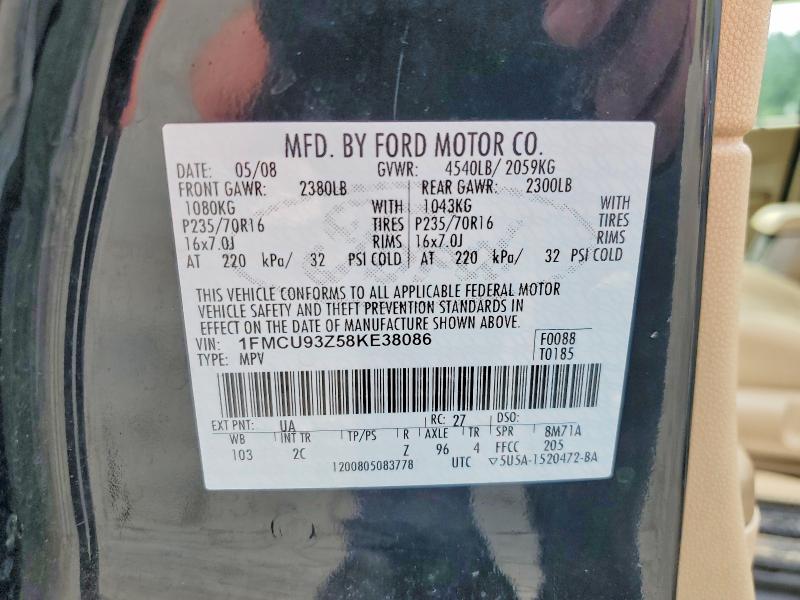 62764526 :رقم المزاد ، 1FMCU93Z58KE38086 vin ، 2008 Ford Escape مزاد بيع