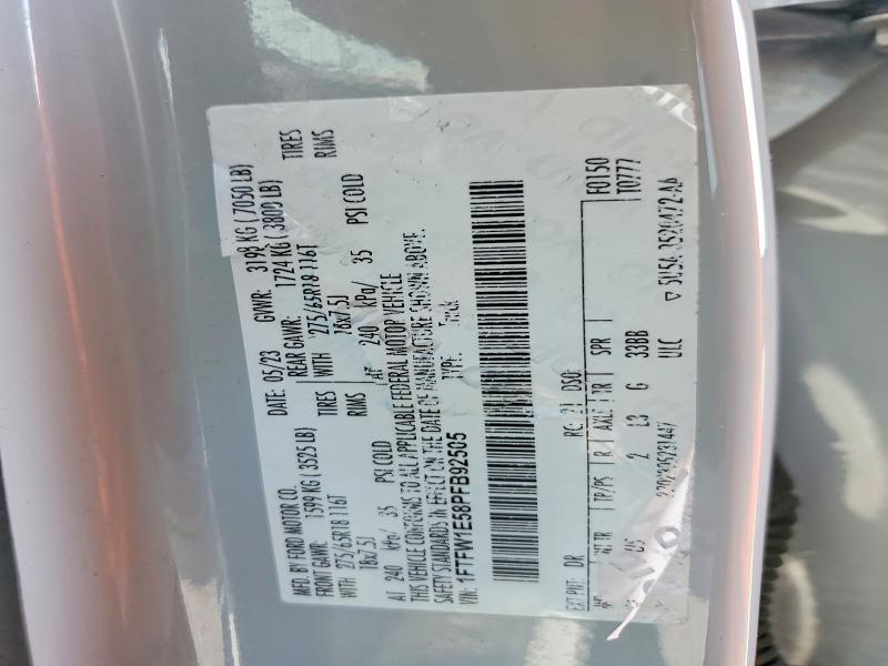 2023 Ford F150 მანქანა იყიდება აუქციონზე, vin: 1FTFW1E58PFB92505, აუქციონის ნომერი: 62243726