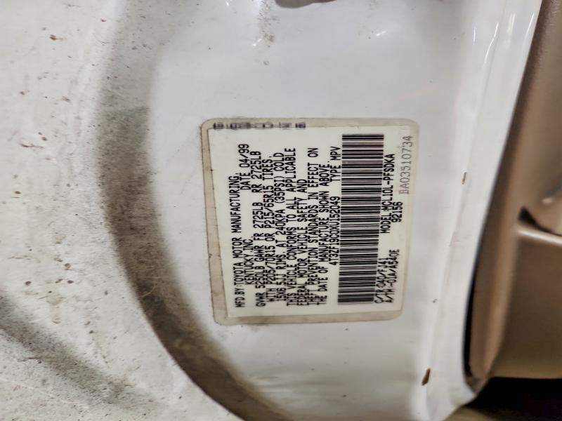 61585446 :رقم المزاد ، 4T3ZF19C0XU152049 vin ، 1999 Toyota Sienna مزاد بيع