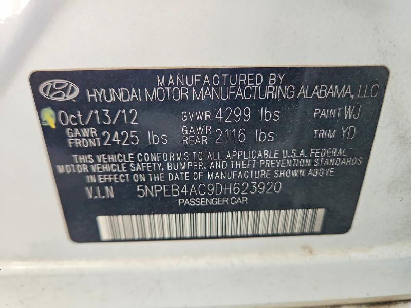 Продажа на аукционе авто 2013 Hyundai Sonata, vin: 5NPEB4AC9DH623920, номер лота: 61759196
