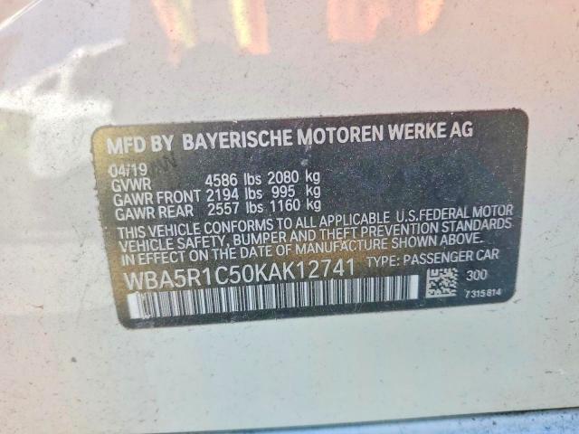 2019 Bmw 330i მანქანა იყიდება აუქციონზე, vin: WBA5R1C50KAK12741, აუქციონის ნომერი: 61609806