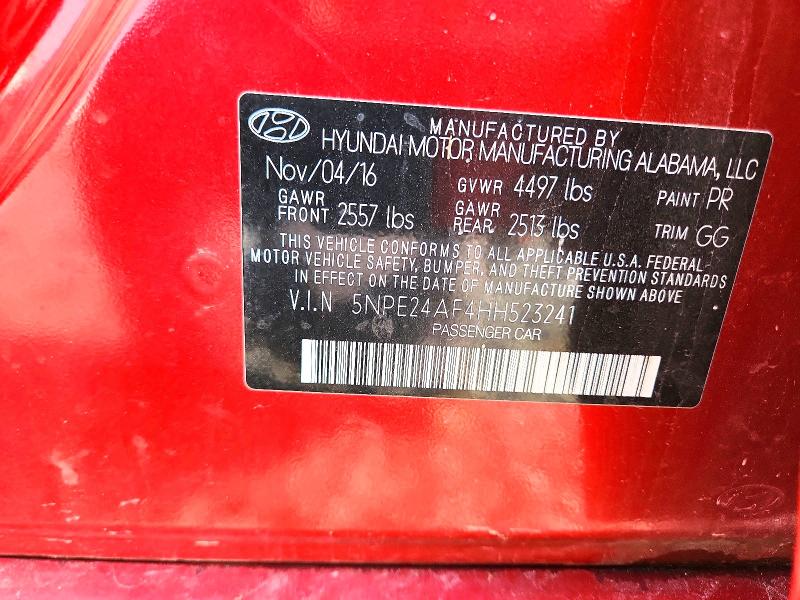 2017 Hyundai Sonata მანქანა იყიდება აუქციონზე, vin: 5NPE24AF4HH523241, აუქციონის ნომერი: 76296245