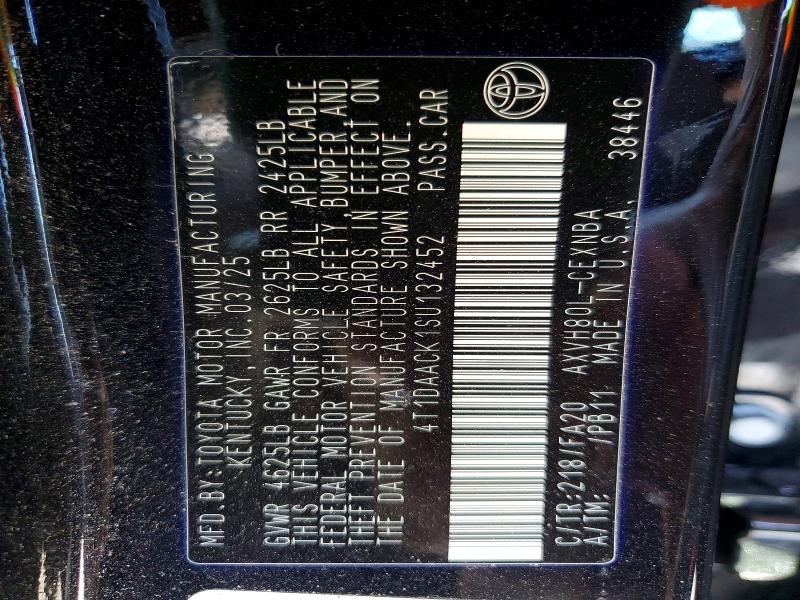 2025 Toyota Camry მანქანა იყიდება აუქციონზე, vin: 4T1DAACK1SU132452, აუქციონის ნომერი: 62985506