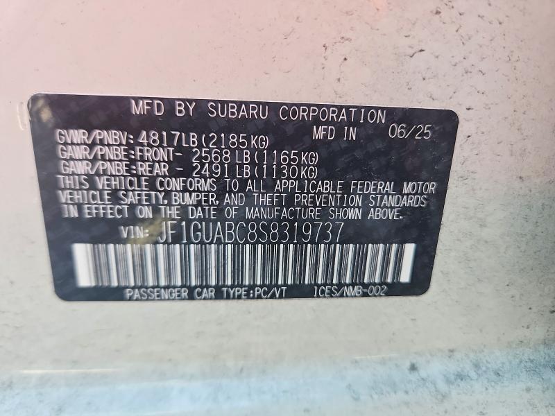 Продаж на аукціоні авто 2025 Subaru Impreza, vin: JF1GUABC8S8319737, номер лоту: 60743316