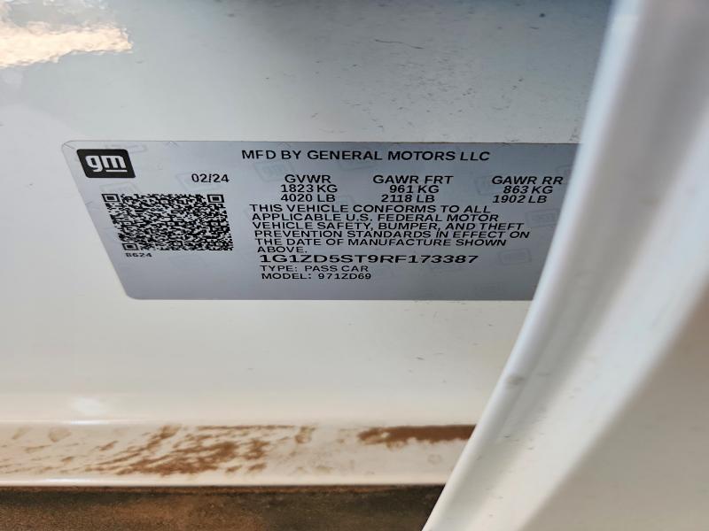 Продажа на аукционе авто 2024 Chevrolet Malibu, vin: 1G1ZD5ST9RF173387, номер лота: 62481216