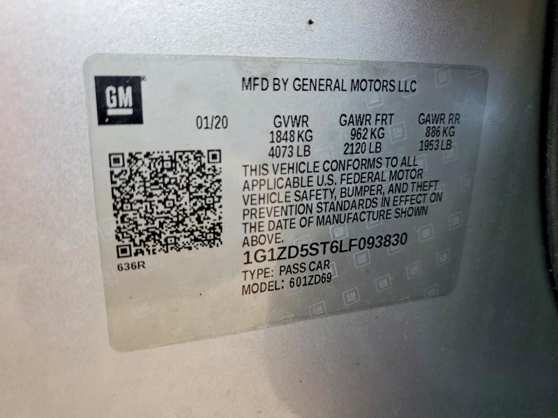 2020 Chevrolet Malibu მანქანა იყიდება აუქციონზე, vin: 1G1ZD5ST6LF093830, აუქციონის ნომერი: 62132116
