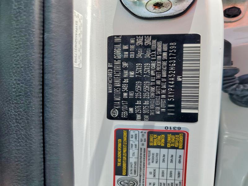 60966616 :رقم المزاد ، 5XYPK4A52HG317598 vin ، 2017 Kia Sorento مزاد بيع