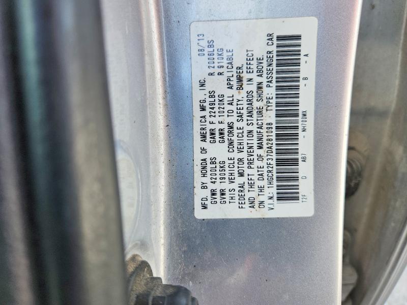 60031356 :رقم المزاد ، 1HGCR2F37DA281098 vin ، 2013 Honda Accord مزاد بيع