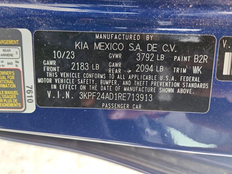 Aukcja sprzedaży 2024 Kia Forte, vin: 3KPF24AD1RE713913, numer aukcji: 60398286
