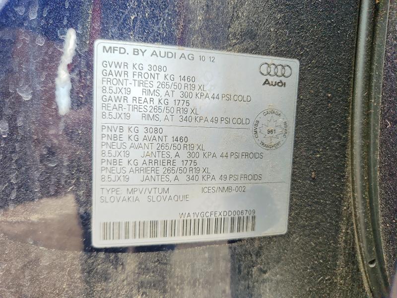 Продаж на аукціоні авто 2013 Audi Q7, vin: WA1VGCFEXDD006709, номер лоту: 61468006