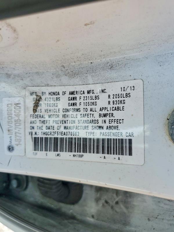 62708126 :رقم المزاد ، 1HGCR2F51EA070563 vin ، 2014 Honda Accord مزاد بيع