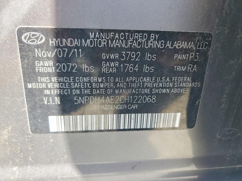 Aukcja sprzedaży 2012 Hyundai Elantra, vin: 5NPDH4AE2CH122068, numer aukcji: 61760036