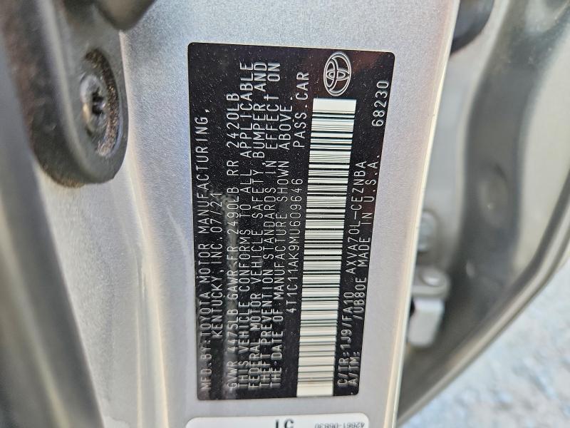 Aukcja sprzedaży 2021 Toyota Camry, vin: 4T1C11AK9MU609646, numer aukcji: 62017326