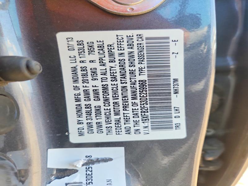 59307226 :رقم المزاد ، 19XFB2F53DE259968 vin ، 2013 Honda Civic مزاد بيع