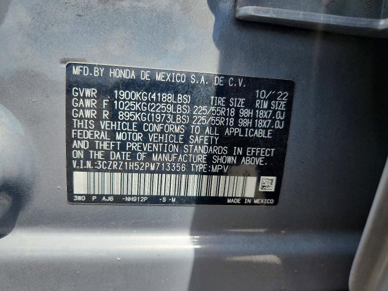 Aukcja sprzedaży 2023 Honda Hr-v, vin: 3CZRZ1H52PM713356, numer aukcji: 59885076