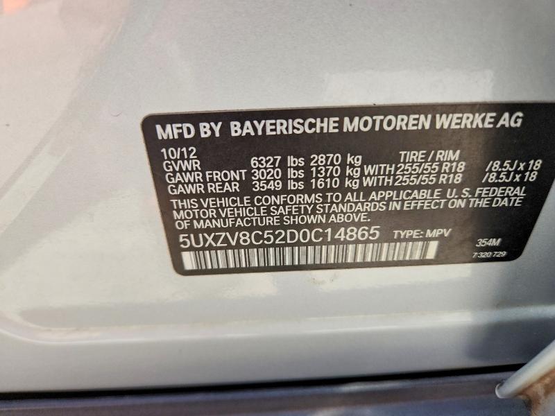 62354876 :رقم المزاد ، 5UXZV8C52D0C14865 vin ، 2013 Bmw X5 مزاد بيع