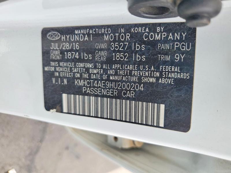 60805536 :رقم المزاد ، KMHCT4AE9HU200204 vin ، 2017 Hyundai Accent مزاد بيع