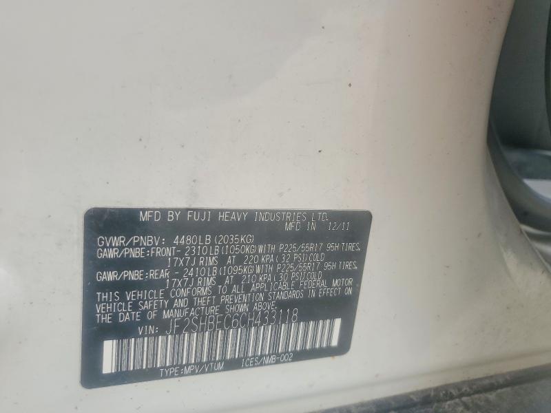 Aukcja sprzedaży 2012 Subaru Forester, vin: JF2SHBEC6CH433118, numer aukcji: 60517416