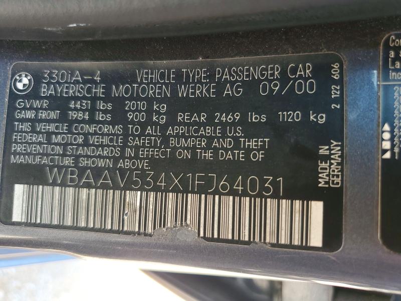 Продажа на аукционе авто 2001 Bmw 330, vin: WBAAV534X1FJ64031, номер лота: 61894746