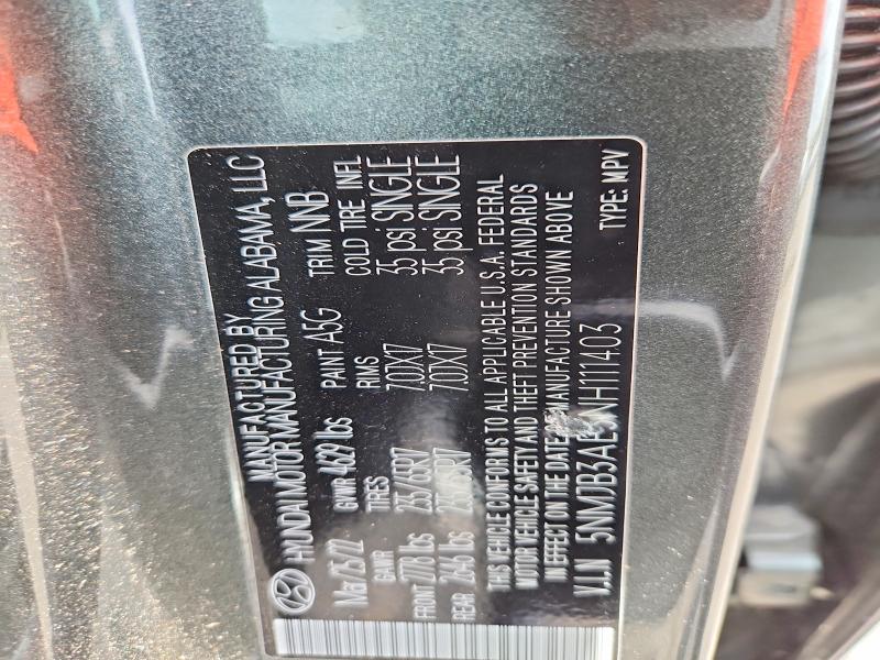 59061136 :رقم المزاد ، 5NMJB3AE3NH111403 vin ، 2022 Hyundai Tucson مزاد بيع