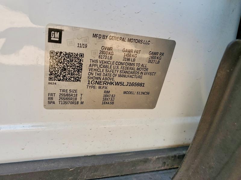 Продаж на аукціоні авто 2020 Chevrolet Traverse, vin: 1GNERHKW5LJ165981, номер лоту: 60961686