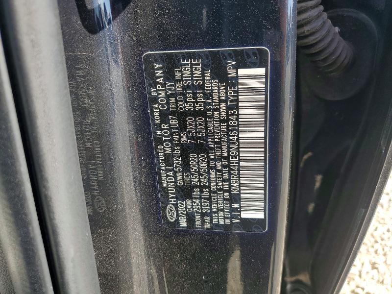 2022 Hyundai Palisade მანქანა იყიდება აუქციონზე, vin: KM8R44HE9NU461843, აუქციონის ნომერი: 59733696