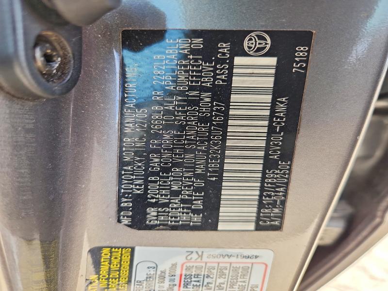 Продаж на аукціоні авто 2006 Toyota Camry, vin: 4T1BE32K36U716737, номер лоту: 61816336