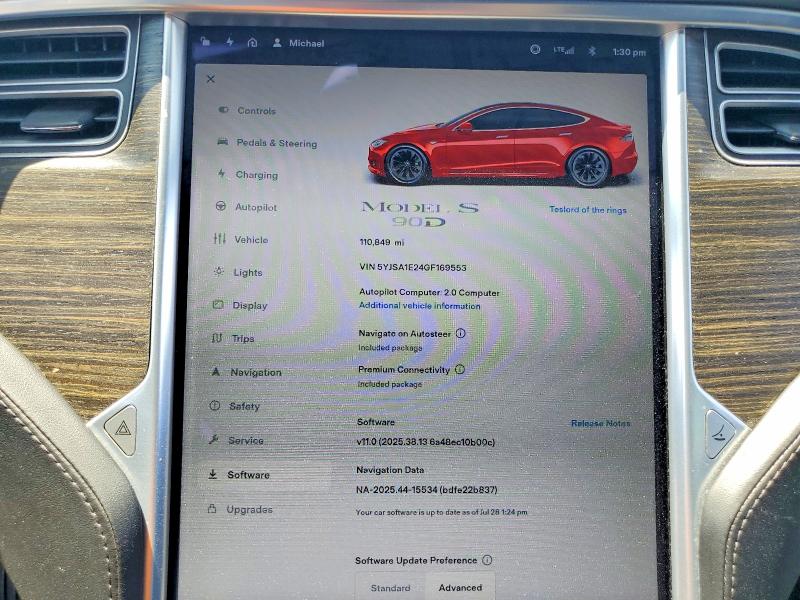 60678086 :رقم المزاد ، 5YJSA1E24GF169553 vin ، 2016 Tesla Model S مزاد بيع