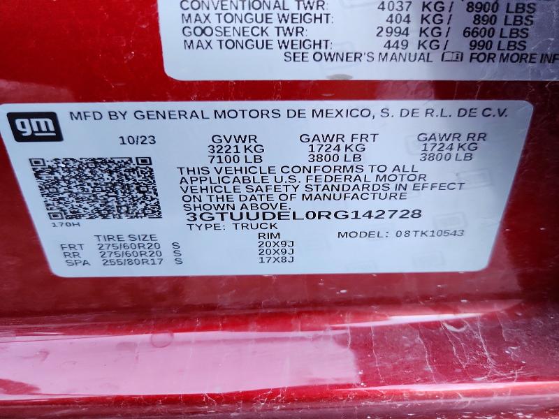 85608445 :رقم المزاد ، 3GTUUDEL0RG142728 vin ، 2024 Gmc Sierra مزاد بيع