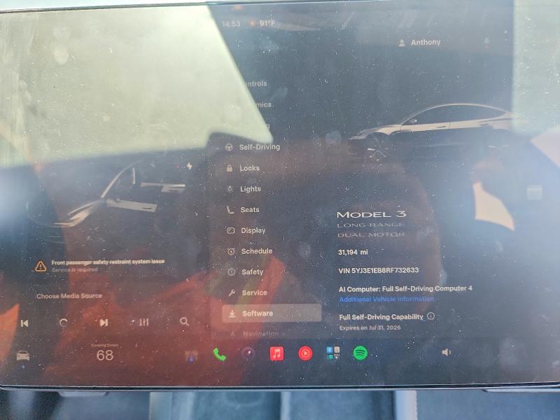 2024 Tesla Model 3 მანქანა იყიდება აუქციონზე, vin: 5YJ3E1EB8RF732633, აუქციონის ნომერი: 59666996