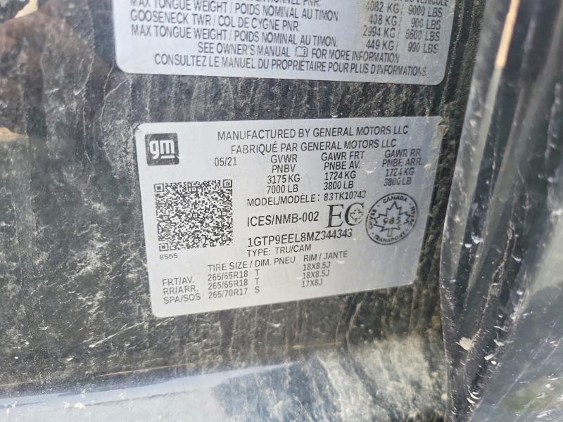 Aukcja sprzedaży 2021 Gmc Sierra, vin: 1GTP9EEL8MZ344343, numer aukcji: 59065606