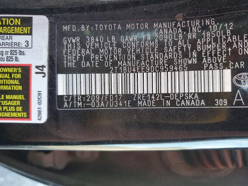 Aukcja sprzedaży 2013 Toyota Corolla, vin: 2T1BU4EE9DC959465, numer aukcji: 60250526