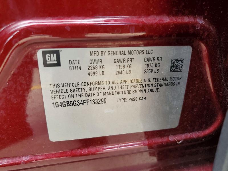 61191006 :رقم المزاد ، 1G4GB5G34FF133299 vin ، 2015 Buick Lacrosse مزاد بيع
