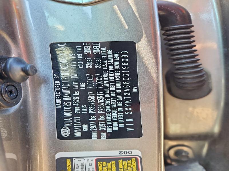 59624996 :رقم المزاد ، 5XYKT3A68CG196093 vin ، 2012 Kia Sorento مزاد بيع