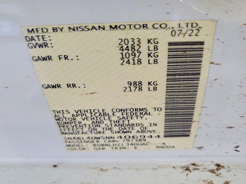 60592736 :رقم المزاد ، 1N4BL4DW5NN406944 vin ، 2022 Nissan Altima مزاد بيع
