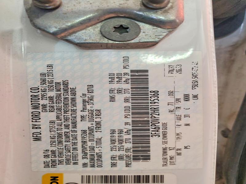 2017 Ford Fusion მანქანა იყიდება აუქციონზე, vin: 3FA6P0VP2HR195368, აუქციონის ნომერი: 57695536