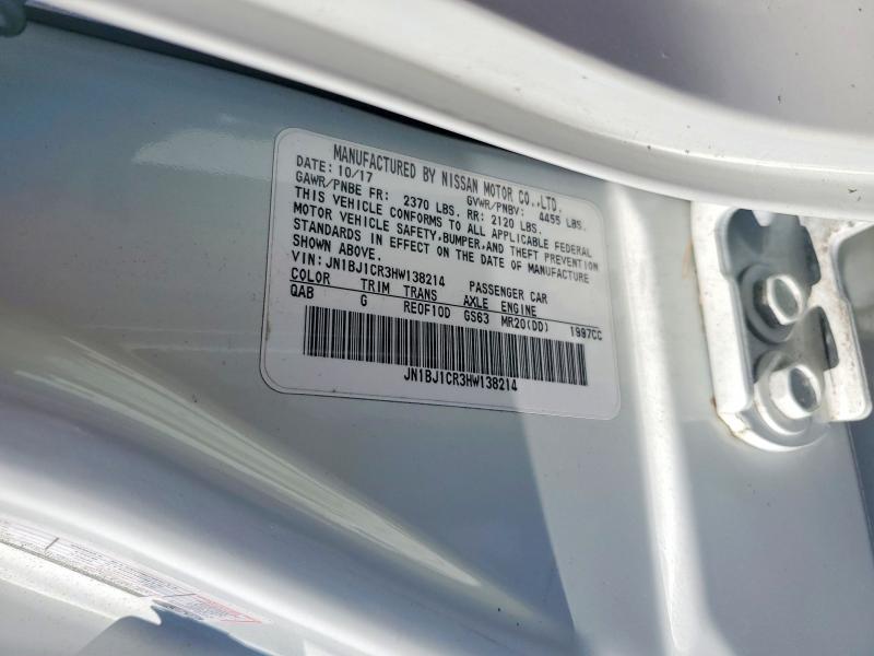 60121966 :رقم المزاد ، JN1BJ1CR3HW138214 vin ، 2017 Nissan Rogue Sport مزاد بيع
