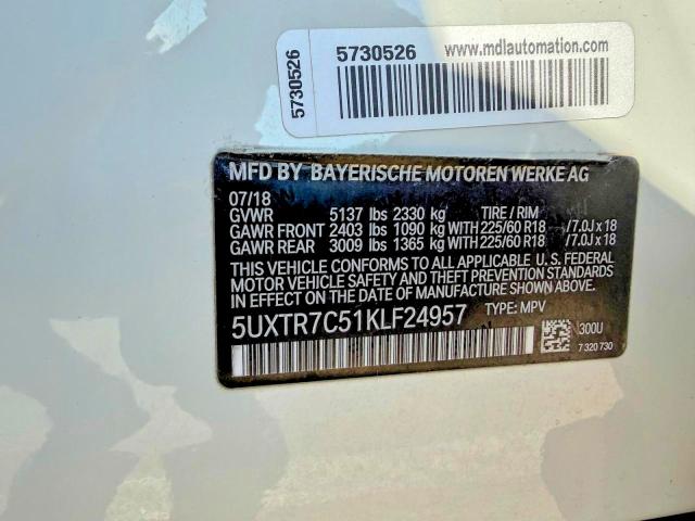 2019 Bmw X3 მანქანა იყიდება აუქციონზე, vin: 5UXTR7C51KLF24957, აუქციონის ნომერი: 60609486
