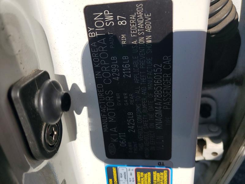 Aukcja sprzedaży 2011 Kia Optima, vin: KNAGM4A78B5160152, numer aukcji: 60284596