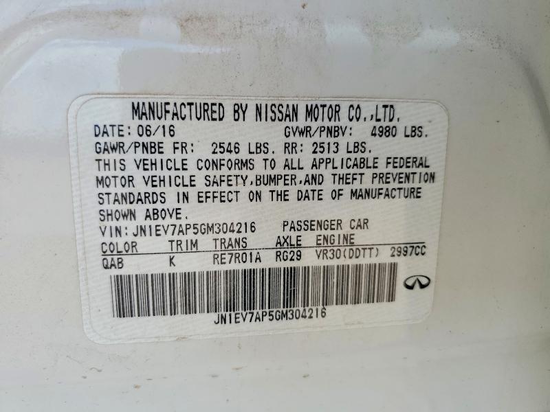 Aukcja sprzedaży 2016 Infiniti Q50, vin: JN1EV7AP5GM304216, numer aukcji: 60631876