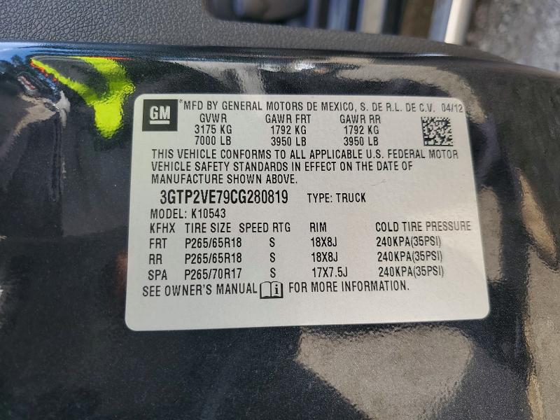 Продажа на аукционе авто 2012 Gmc Sierra, vin: 3GTP2VE79CG280819, номер лота: 61703136
