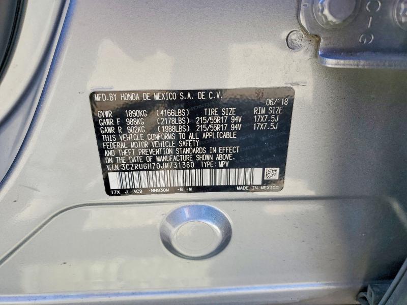 Продажа на аукционе авто 2018 Honda Hr-v, vin: 3CZRU6H70JM731360, номер лота: 60429356
