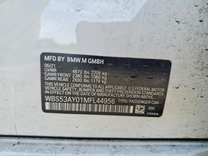 Aukcja sprzedaży 2021 Bmw M3, vin: WBS53AY01MFL44956, numer aukcji: 63196926