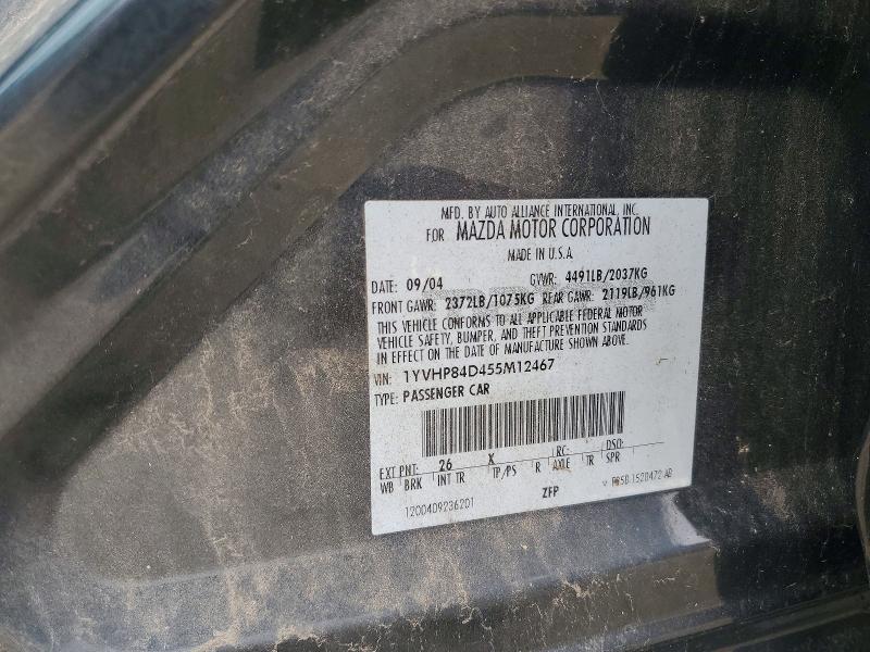 Aukcja sprzedaży 2005 Mazda 6, vin: 1YVHP84D455M12467, numer aukcji: 63038106