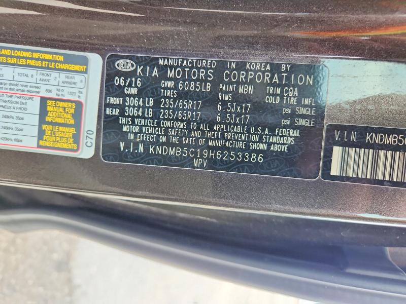 60299326 :رقم المزاد ، KNDMB5C19H6253386 vin ، 2017 Kia Sedona مزاد بيع