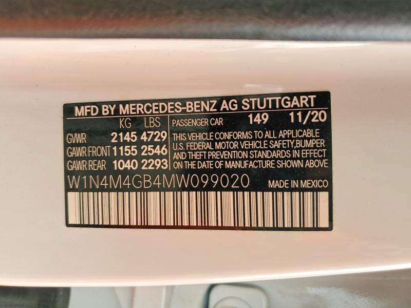 2021 Mercedes-benz Glb მანქანა იყიდება აუქციონზე, vin: W1N4M4GB4MW099020, აუქციონის ნომერი: 60996606