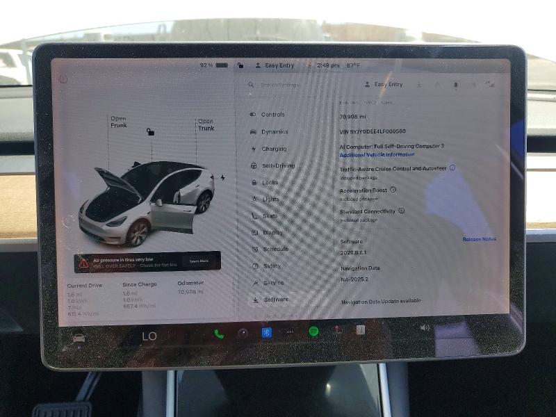 Продаж на аукціоні авто 2020 Tesla Model Y, vin: 5YJYGDEE4LF009560, номер лоту: 61249816