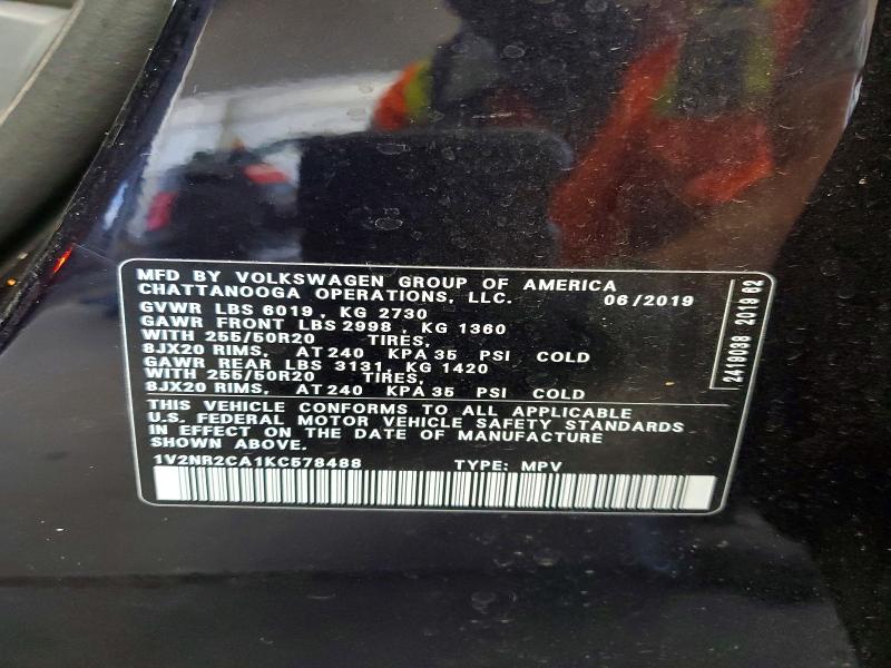 Продажа на аукционе авто 2019 Volkswagen Atlas, vin: 1V2NR2CA1KC578488, номер лота: 60638156